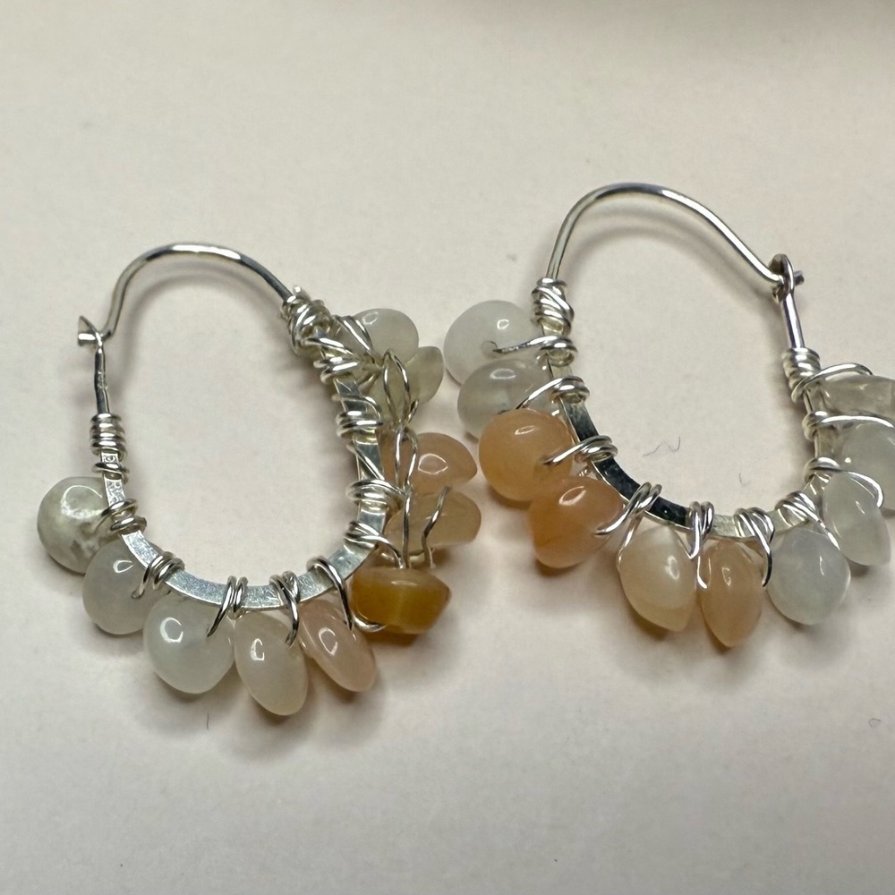 Hand Crafted Wire Wrapped Earrings in Neutral Colors - Picture 4 of 5